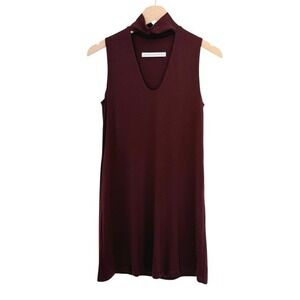 Susana Monaco Sleeveless Mock Neck Mini Dress Burgundy Size XS